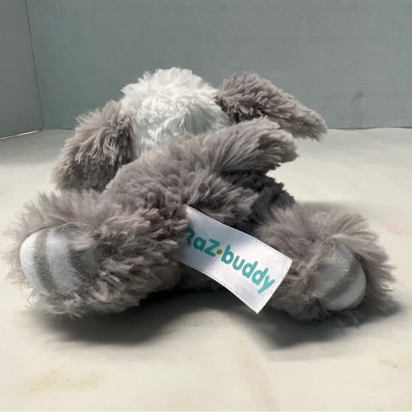 5.5” RazBaby Raz Buddy Gray Dog Plush Pacifier Holder White Loop NO Pacifier - Picture 3 of 6